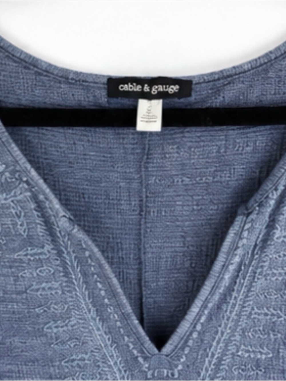Cable & Gauge Blue Embroidered V-Neck Tunic Top - Picture 3 of 7